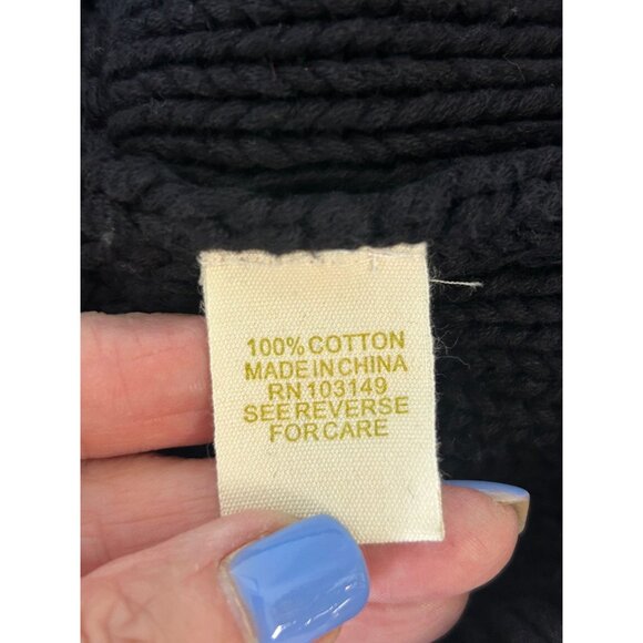 Anthropologie Shae Black Chunky Knit Full Zip Cardigan Sweater Size Medium - Picture 6 of 9